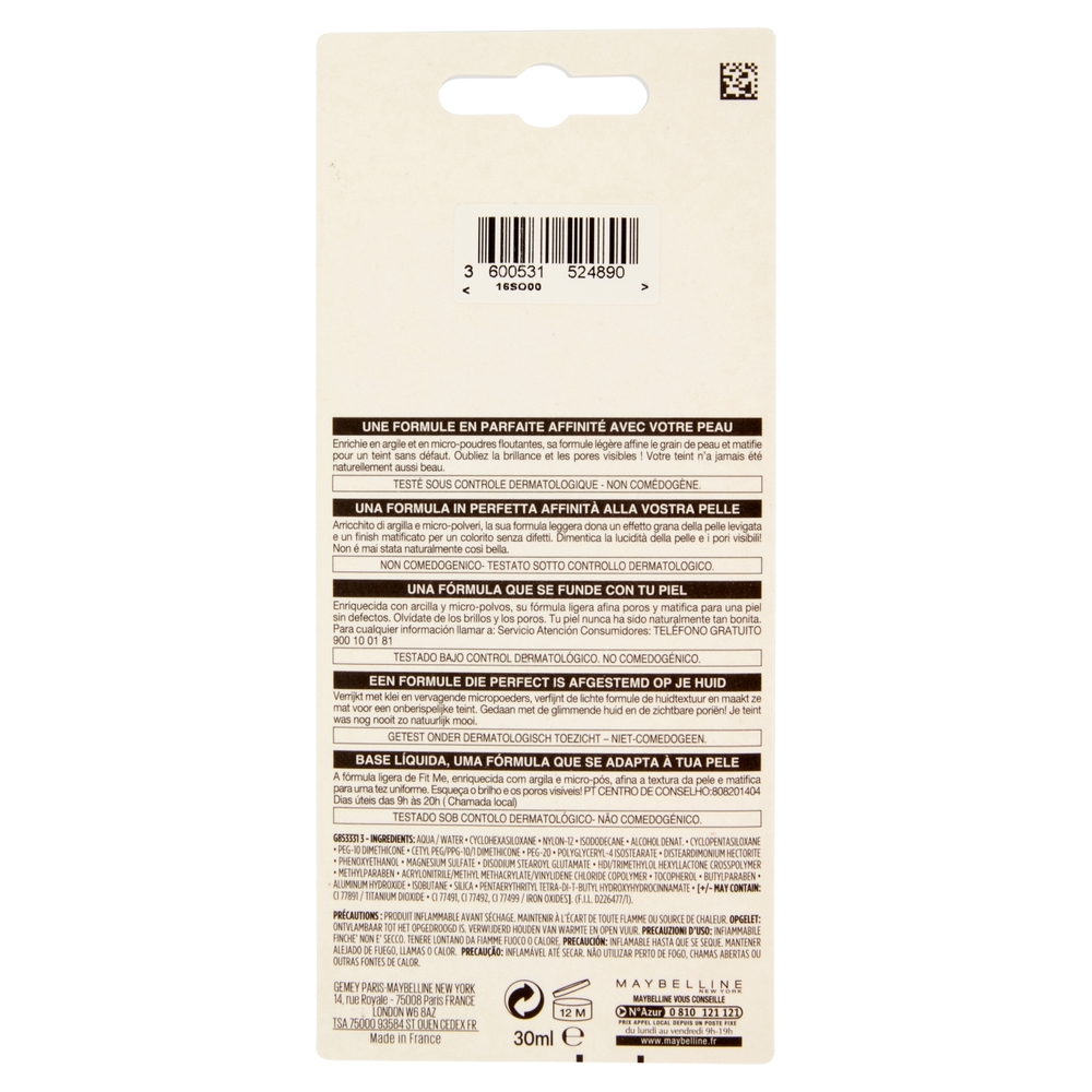 Maybelline New York Fondotinta Coprente Opacizzante Fit Me Matte & Poreless, 102 Fair Ivory